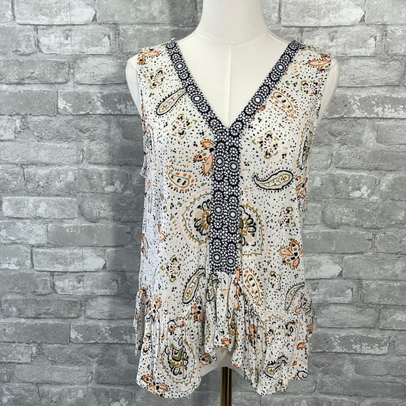 Patron of Peace Paisley Print Peplum Tank Top - Picture 1 of 5